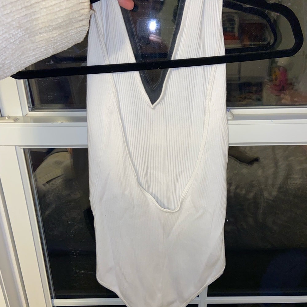 White Zara Ribbed Cotton Body Suit Like new - Picture 2 of 5